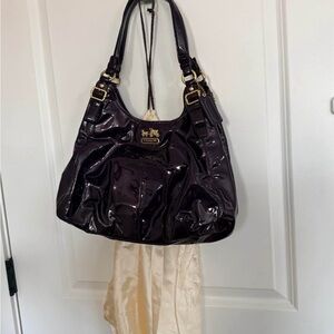 Coach Dark Purple Patent Leather Shoulder Bag